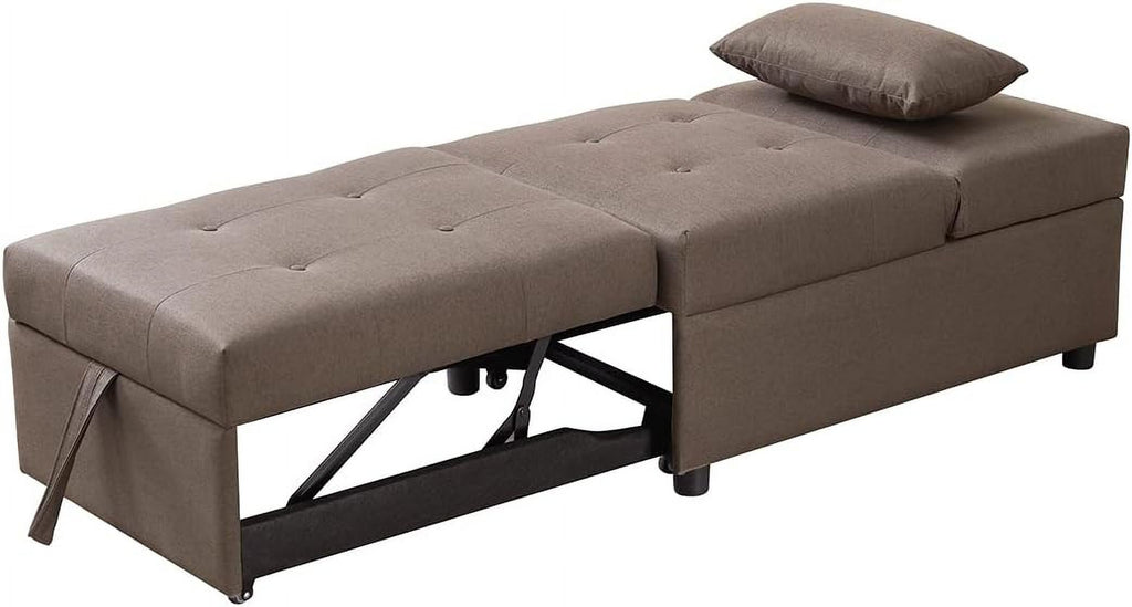 Dark Grey Convertible Ottoman Sofa Bed Sleeper Chair S3658