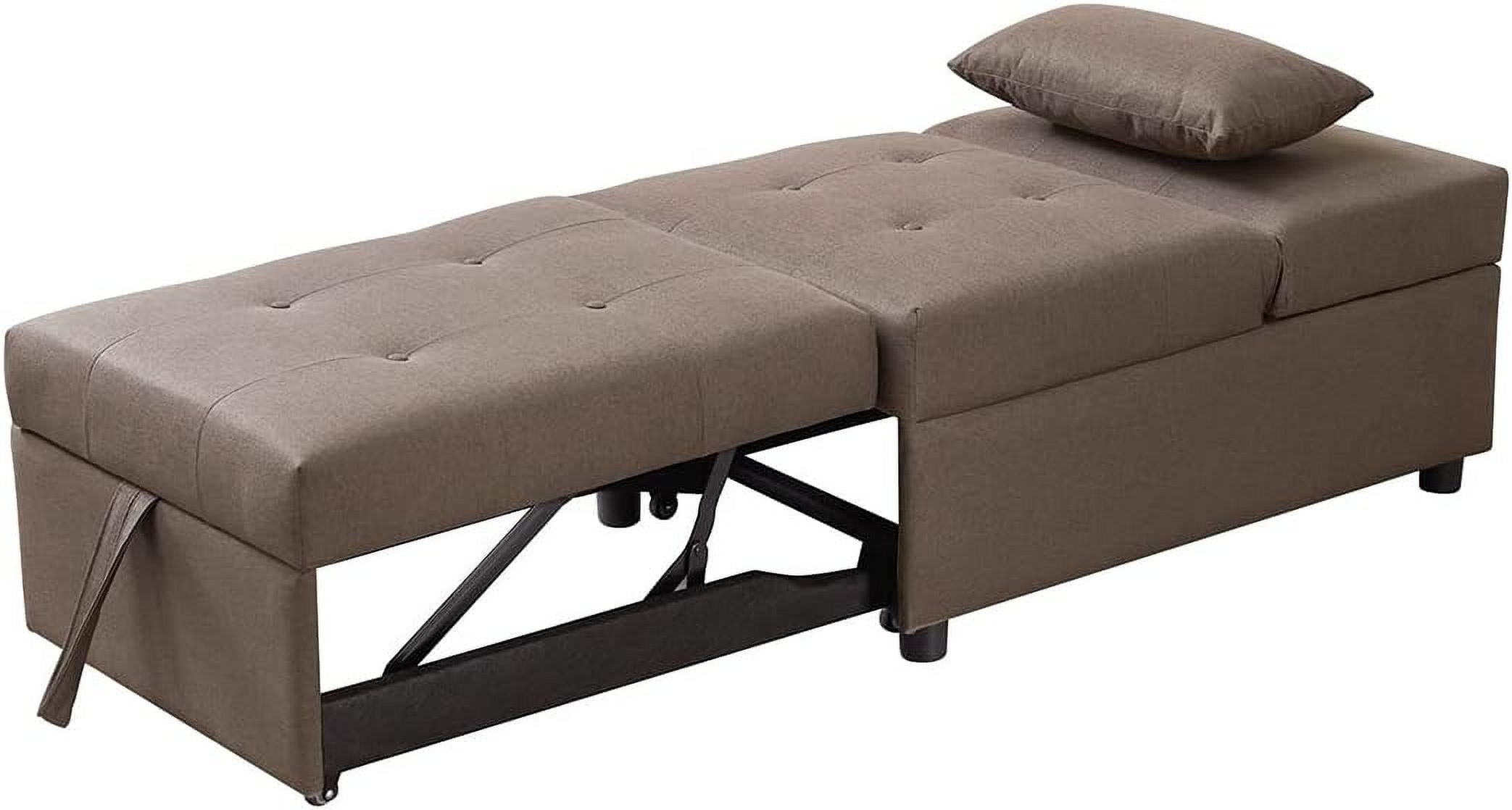 Dark Grey Convertible Ottoman Sofa Bed Sleeper Chair S3658
