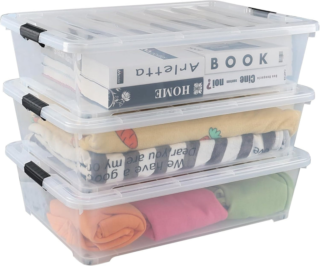 3-Pack 50 Quart Plastic Underbed Storage Bins with Lids C534618