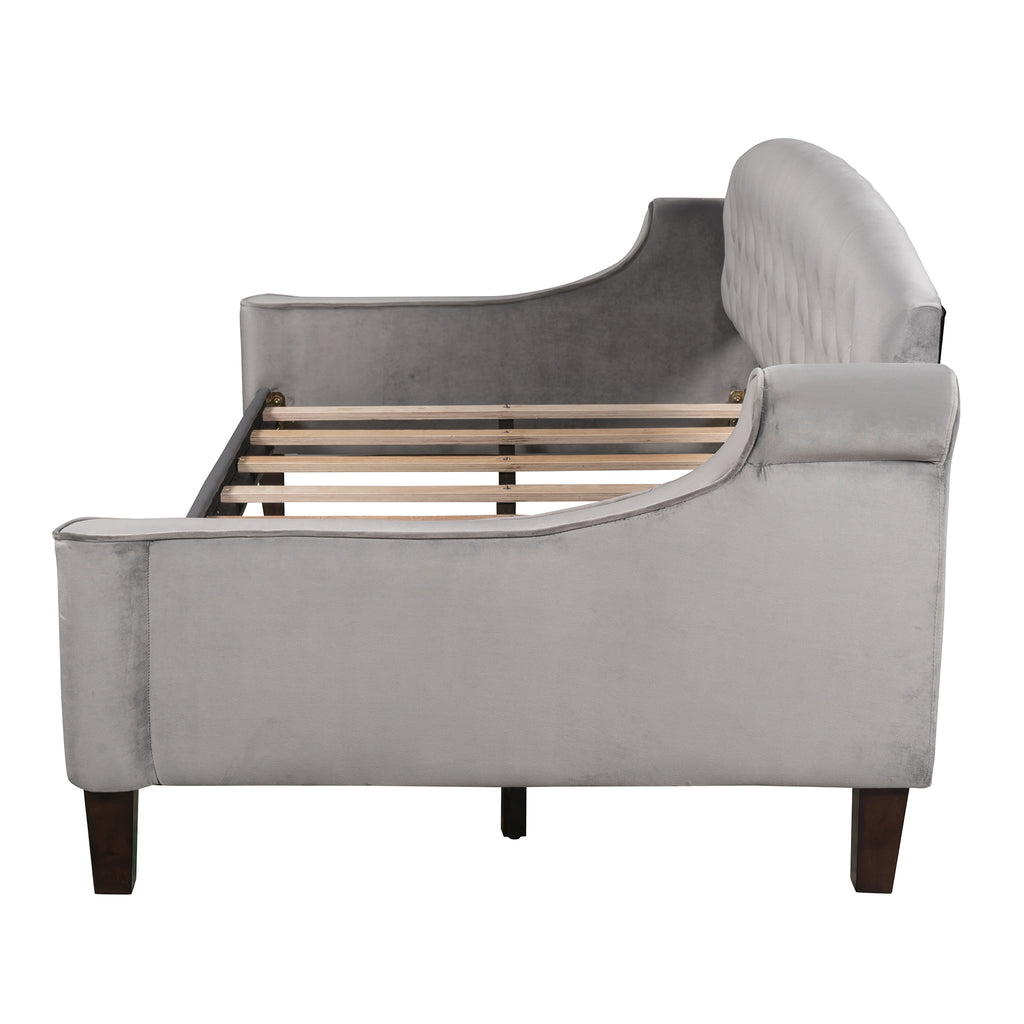 Twin Size Tufted Button Daybed Gray I3615