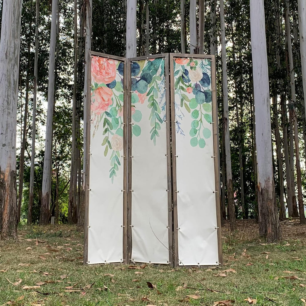 3-Panel Foldable Canvas Room Divider Screen 71'' Tall U99439