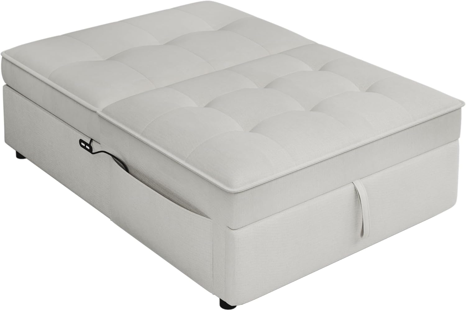 White 4-in-1 Convertible Sofa with Storage Pocket and USB Port N166