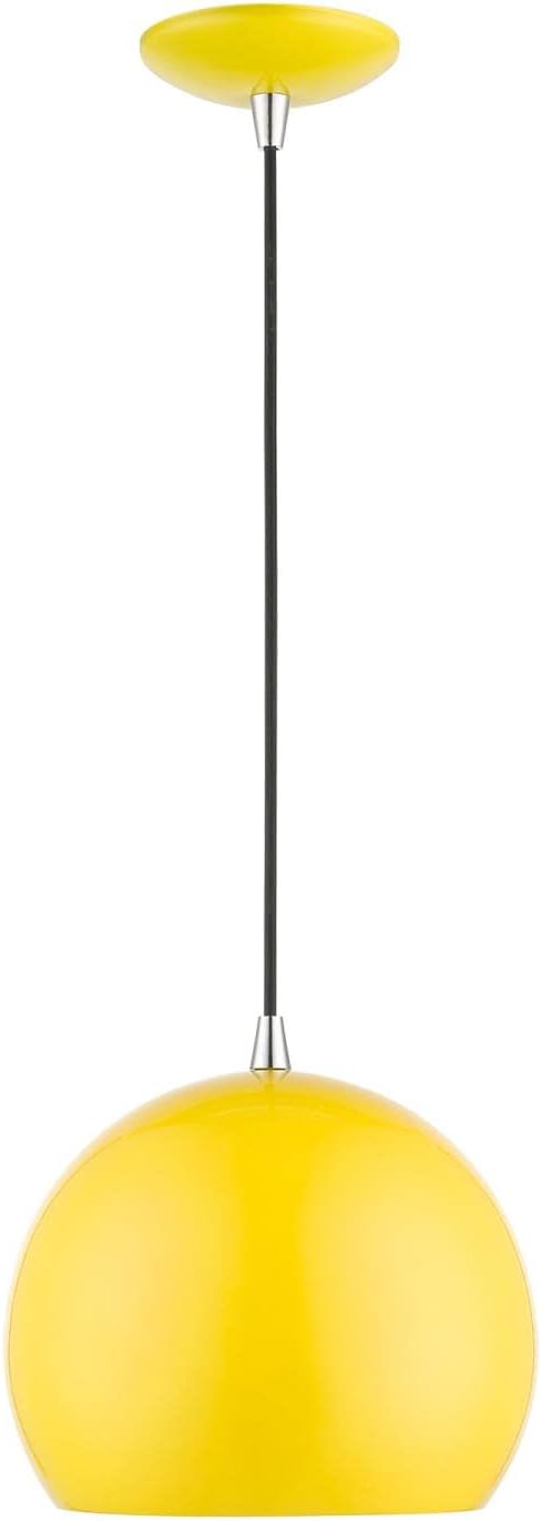 1 Light Globe Pendant, Shiny Yellow/Polished Chrome, 15 Inches Tall, 10 Inches Wide M562851