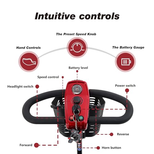 Red Foldable Electric Mobility Scooter with Basket N298844