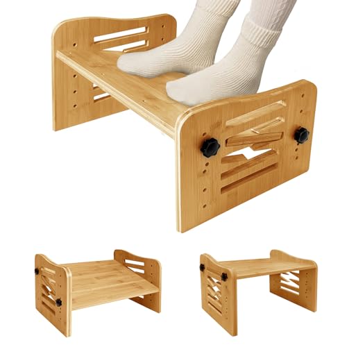 Bamboo Adjustable Under Desk Footrest with 7-Level Adjust E9753