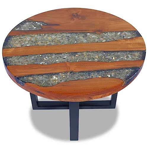 Teak Resin Round Coffee Table 23.6" Z633