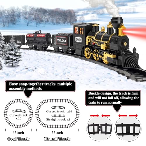 Train Set with Steam, Lights and Sounds, Electric Train Toys B7415
