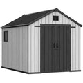 Gray 8x10 FT Outdoor Storage Shed with Lockable Door W17769
