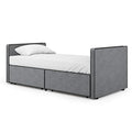 Twin Size Platform Bed Frame with 2 Storage Drawers in Gray Fabric H368