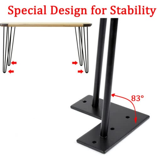 Black 2-Rod Metal Table Legs S344