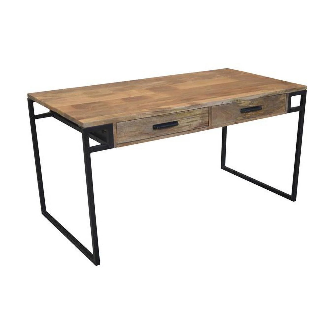 Natural Black Mango Solid Wood Writing Desk with Two Drawers R254812