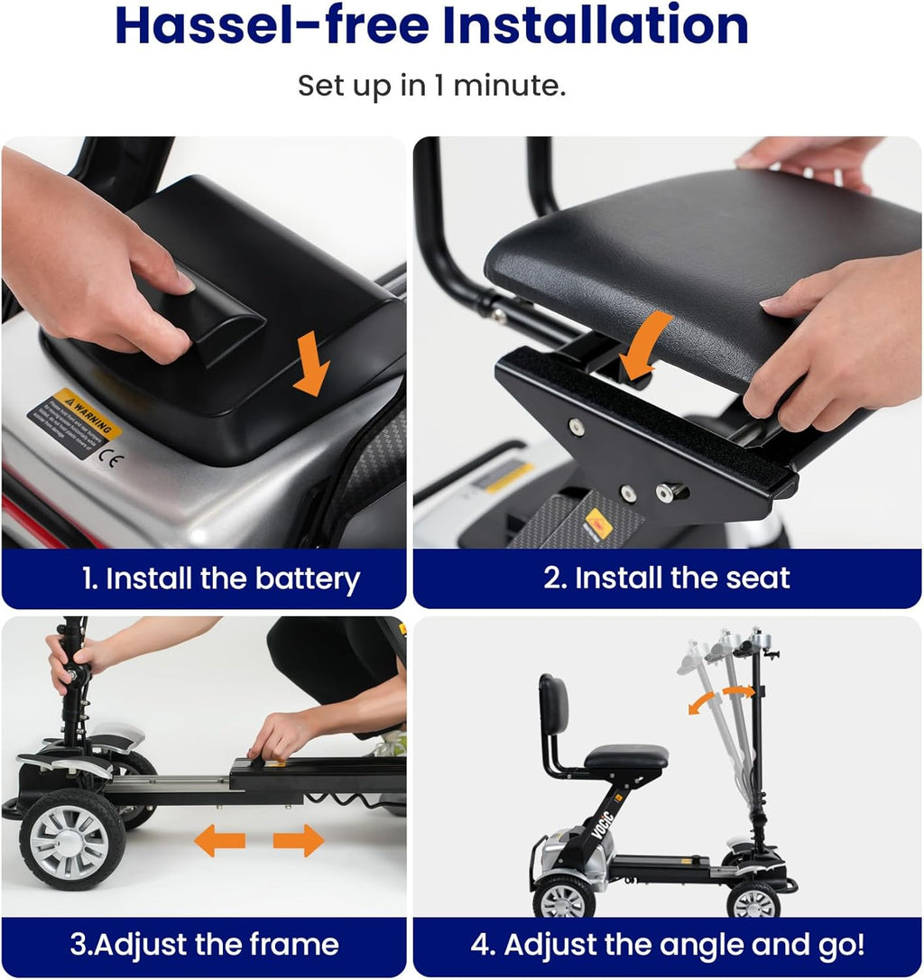 Mobility Scooter Carbon Fiber Lightweight 4 Wheel Electric Scooter with Seat B379172
