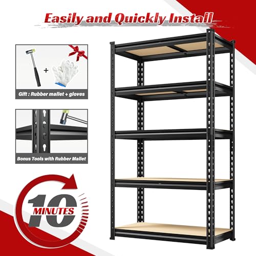 Set of 2 5 Tier Heavy Duty Metal Shelving 2000LBS Adjustable Shelf Z52896