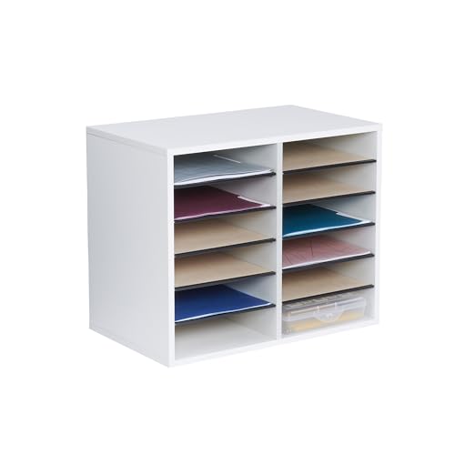 Wooden Paper and Mail Organizer with Adjustable Shelves Q548