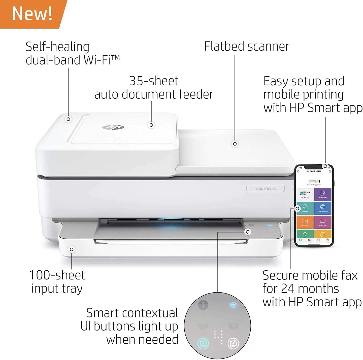 Wireless All-in-One Printer with Scanning, Copying, Fax, Double-Sided Printing O881935