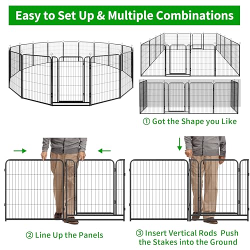 12 Panel 40" Height Heavy Duty Dog Fence with Doors S648354
