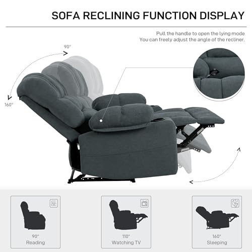 Oversized Chenille Manual Recliner Chair Grey F19628