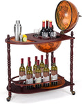 34.5’’ Wine Bar Cart with Wheels, 2 Storage Shelves, Wood Liquor Cabinet F98666