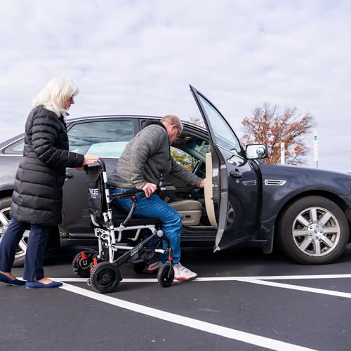 White Electric Wheelchair with 300 Lbs Weight Capacity, 12 Ah Battery, 17"x17" Black Foam Seat D212