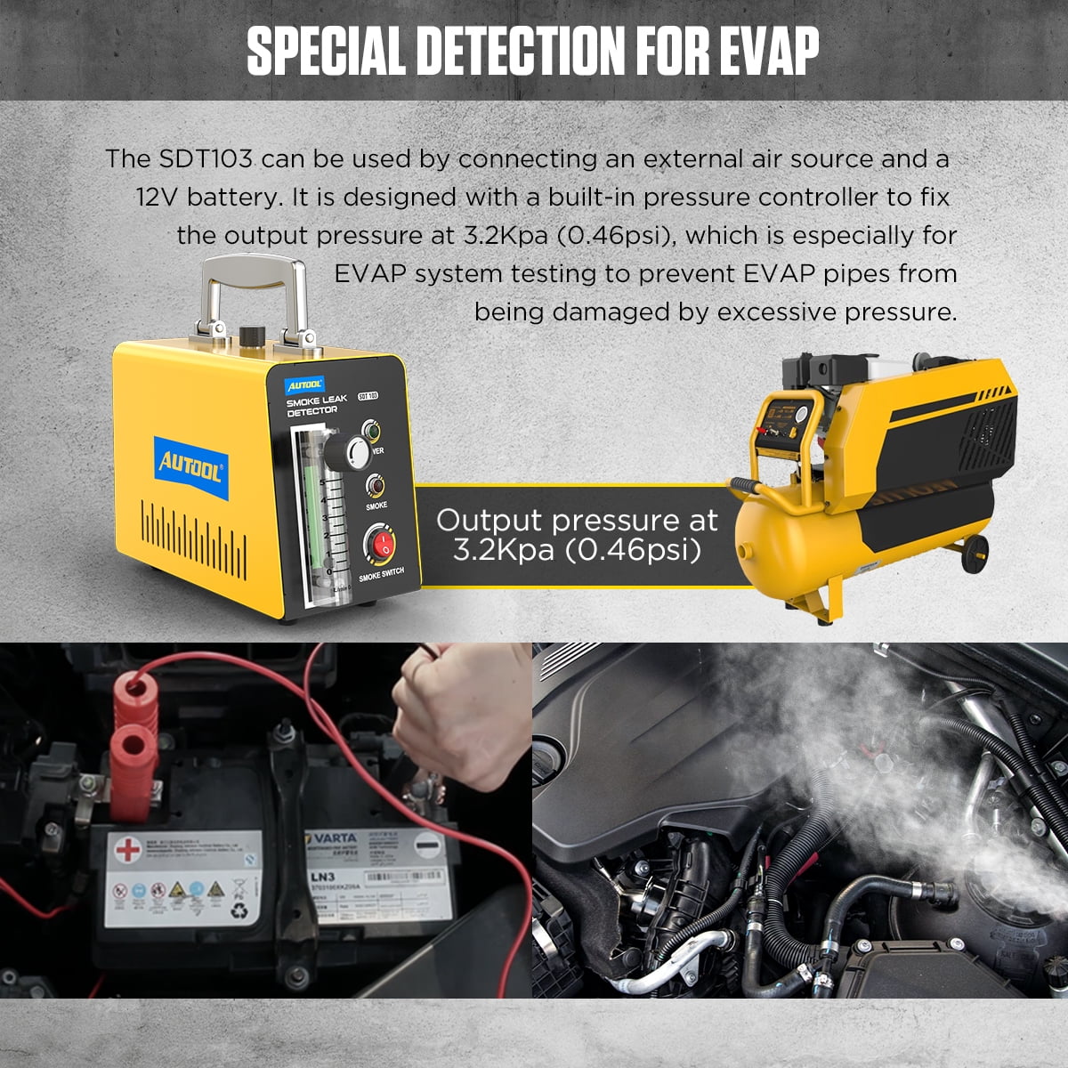 DC12V Car EVAP Smoke Machine Leak Tester K620606