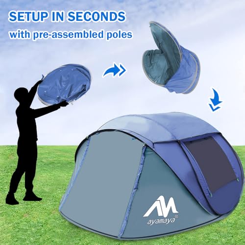 4 Person Pop Up Instant Tents with Removable Rainfly P9796