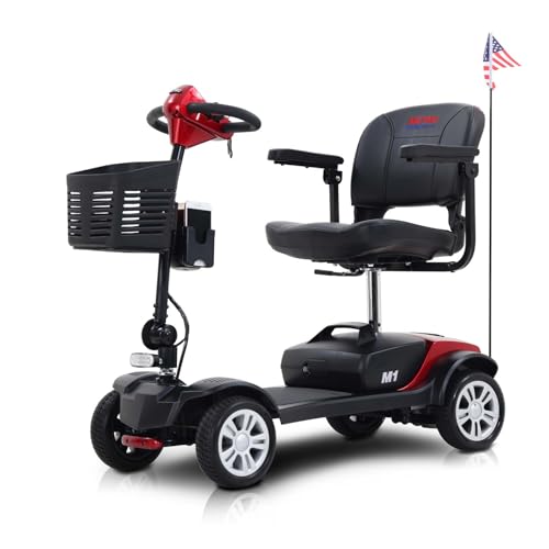 Red Foldable Electric Mobility Scooter with Basket N298844