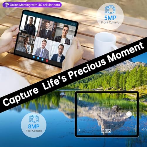 10 inch Android 14 Tablet with 4G LTE Cellular, 10GB+32GB, Protective Case, GPS, 2.0GHz Processor, 8MP Camera, 1TB TF Expandable O6608