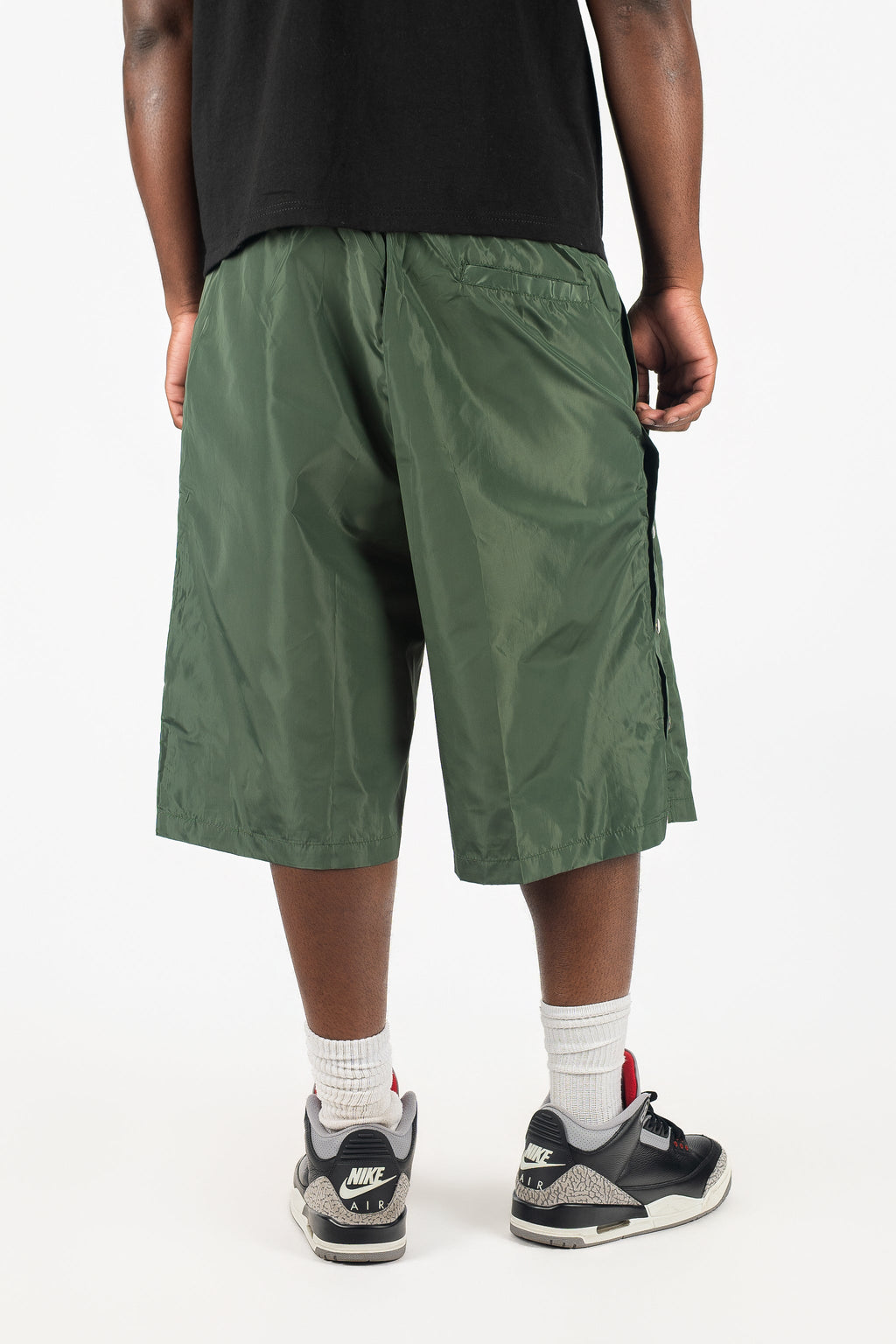 Side Snap Nylon Shorts