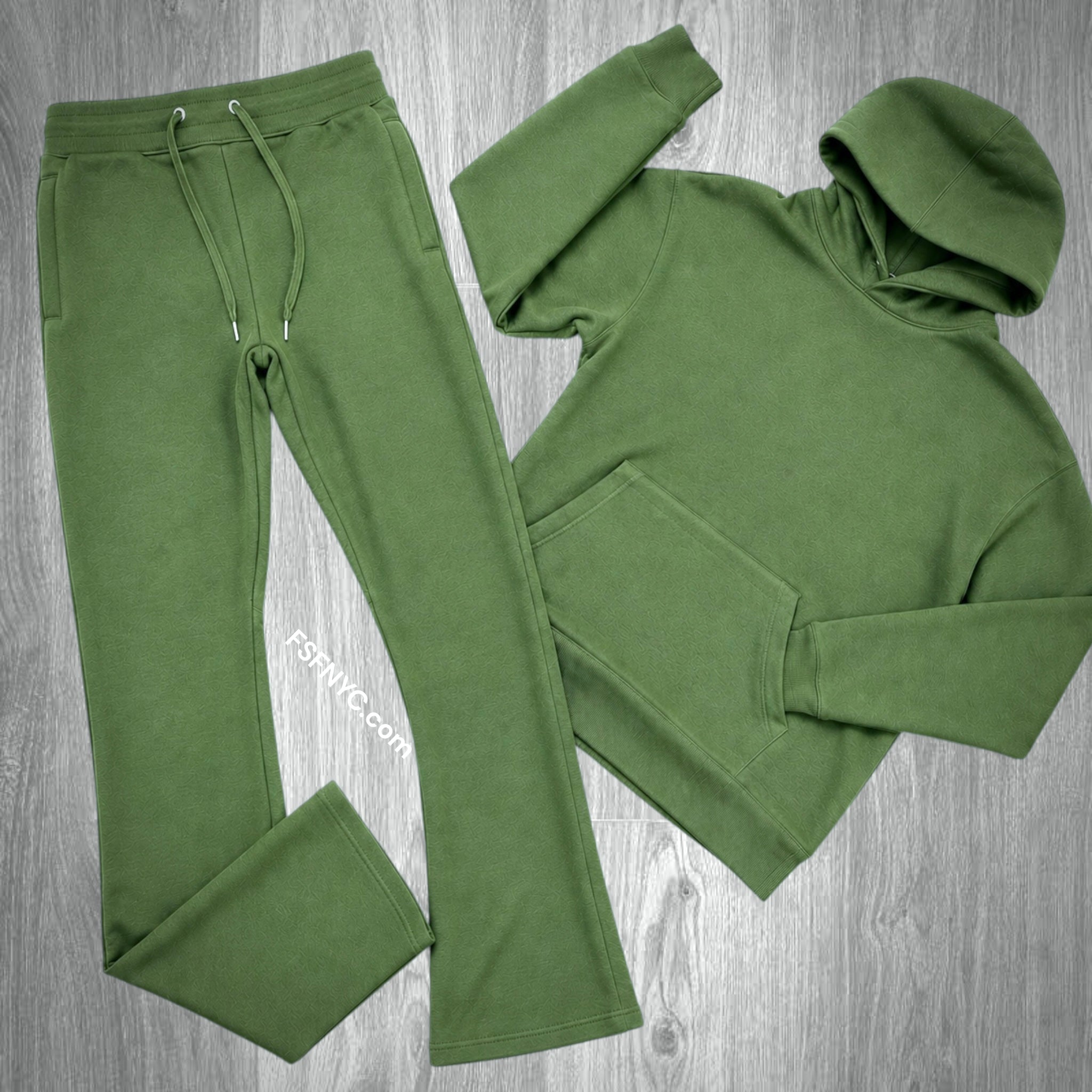 Narr - Stacked Flare Sweat Suit - Olive - 1081