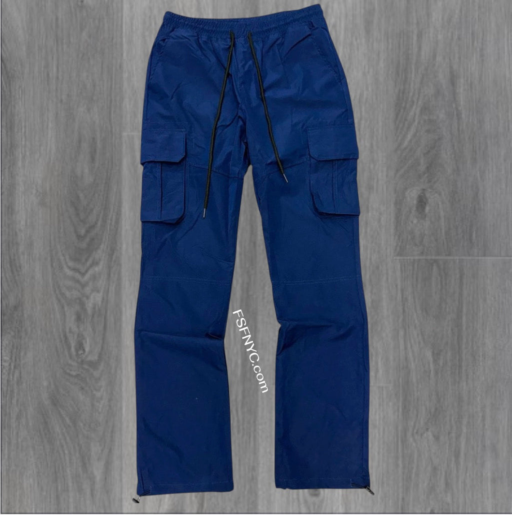 Rebel - Straight Fit  NYLON Cargo Pants - NAVY - 421