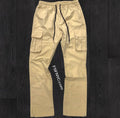 Rebel - Straight Fit NYLON Cargo Pants - KHAKI - 421