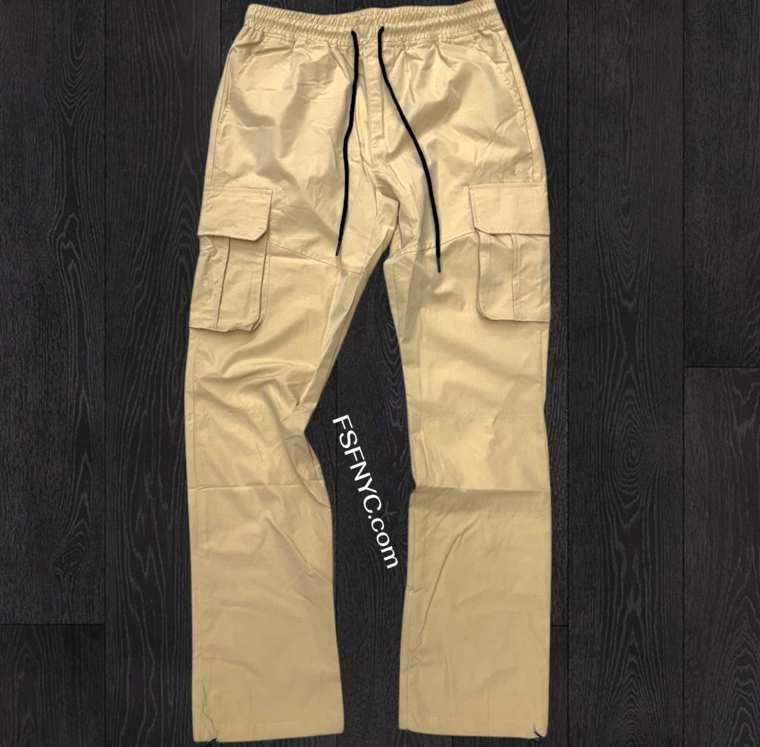 Rebel - Straight Fit NYLON Cargo Pants - KHAKI - 421