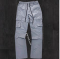 Rebel - Straight Fit Nylon Cargo PANTS - GREY - 421