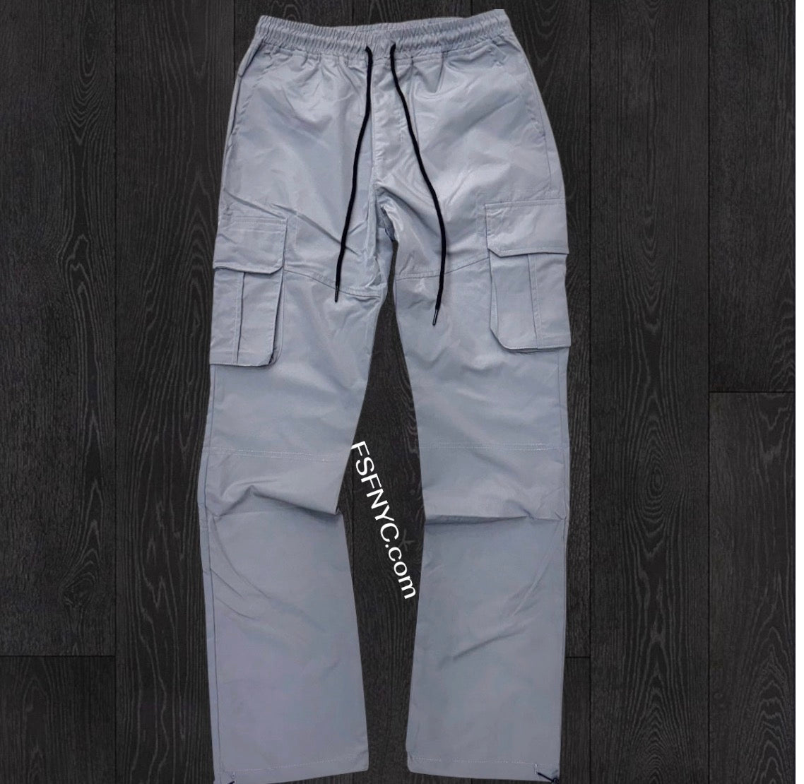 Rebel - Straight Fit Nylon Cargo PANTS - GREY - 421