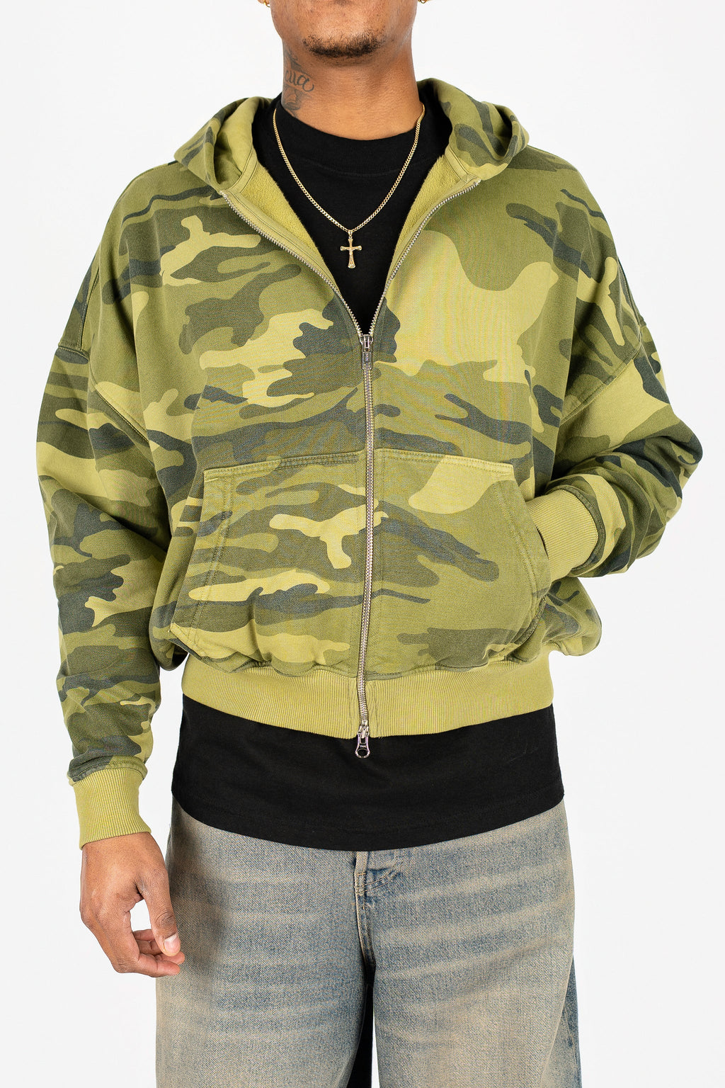 Cropped Double Zip Hoodie