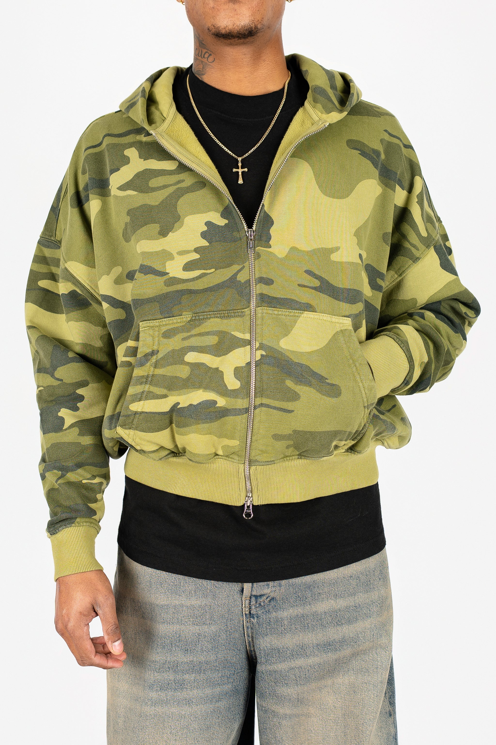 Cropped Double Zip Hoodie