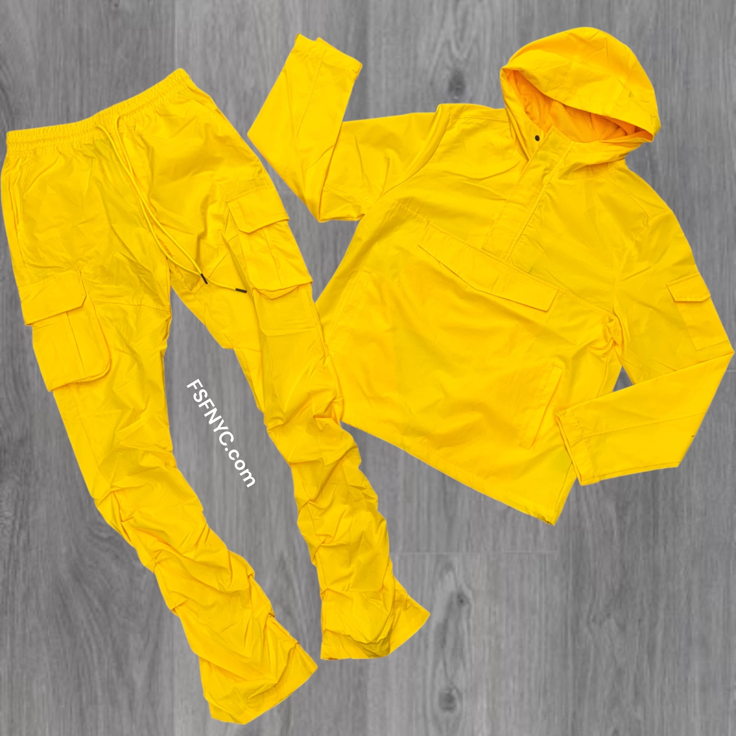 Rebel - NYLON Stacked & Anorak Pullover Jacket - SET - YELLOW - 522422 zi