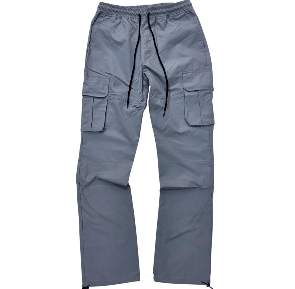 Rebel - Straight Fit Nylon Cargo PANTS - GREY - 421