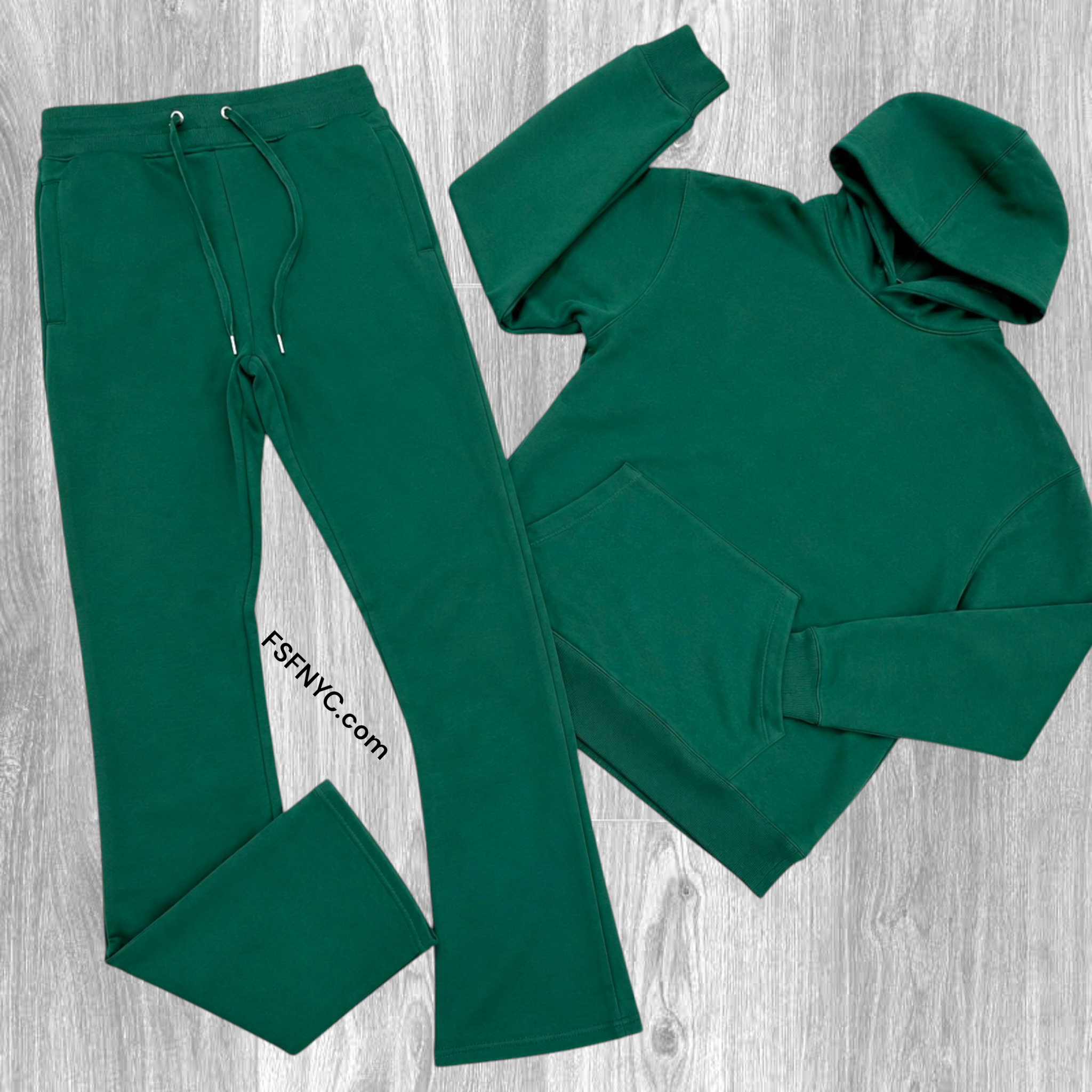 Narr - Stacked Flare Sweat Suit - Hunter Green - 1081