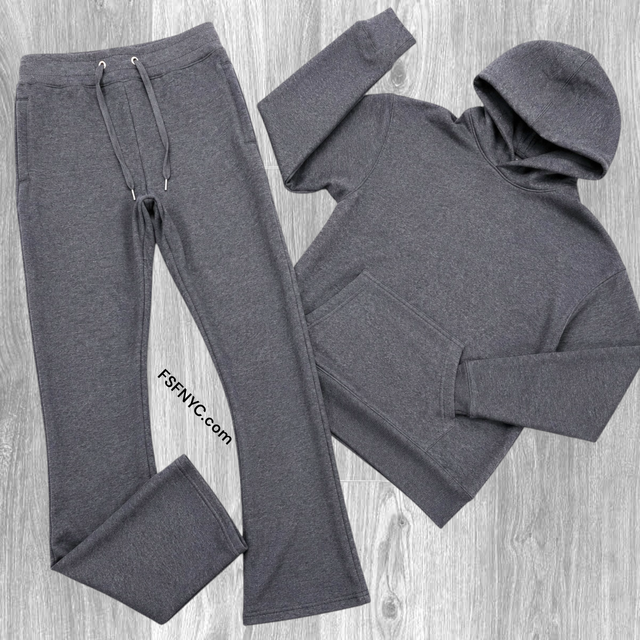 Narr - Stacked Flare Sweat Suit - New Charcoal Grey - 1081