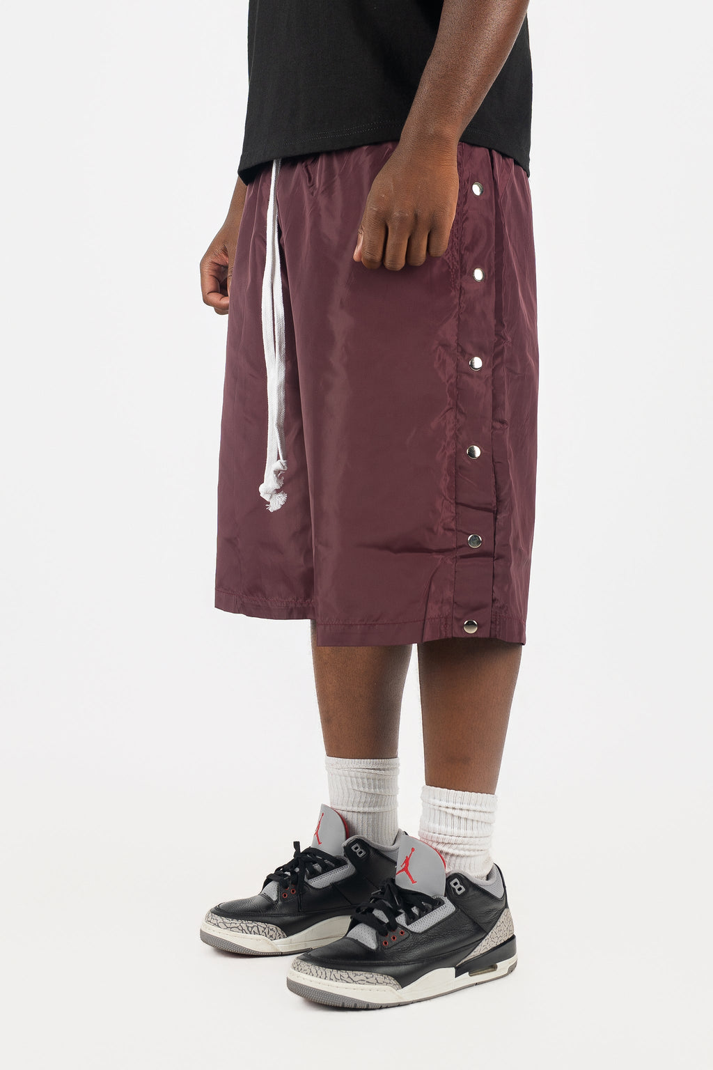Side Snap Nylon Shorts
