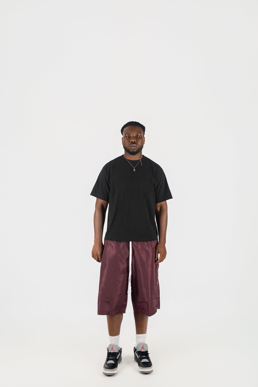 Side Snap Nylon Shorts