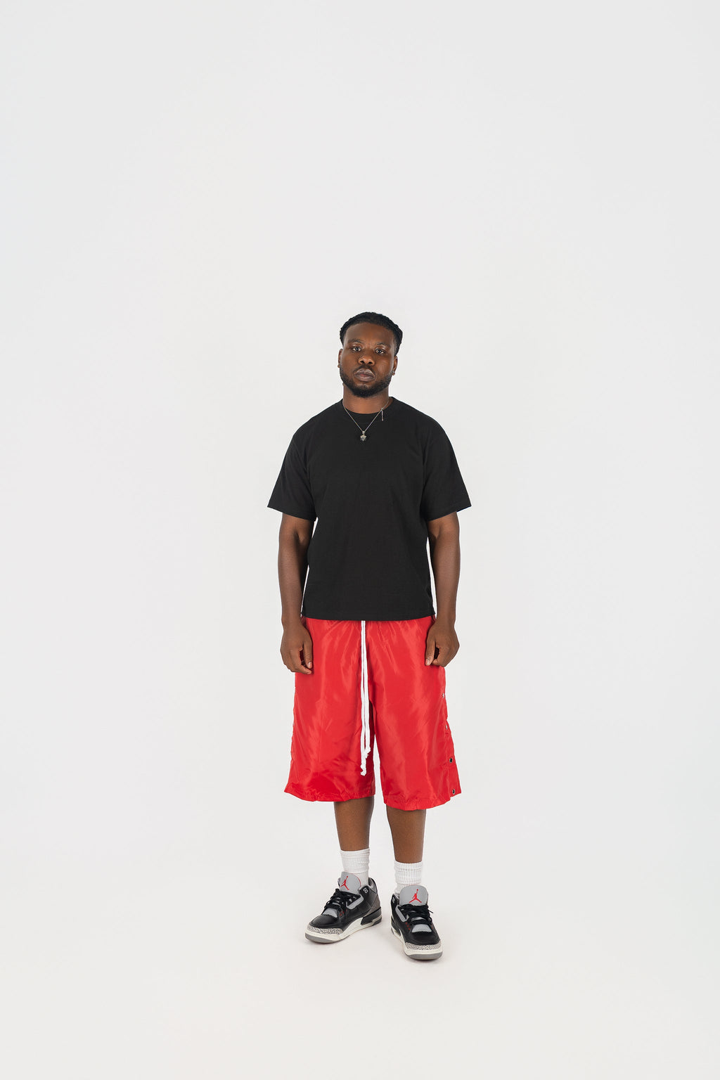 Side Snap Nylon Shorts