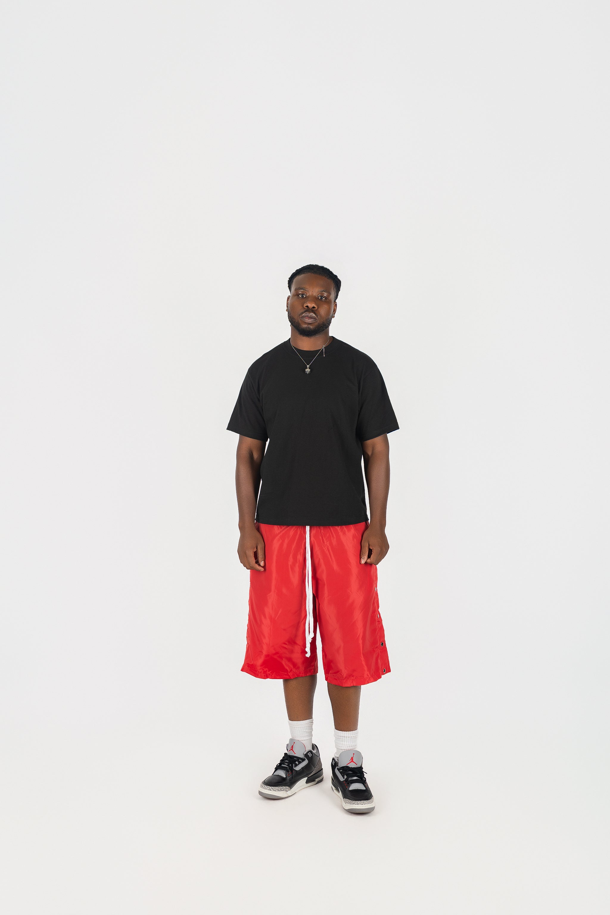 Side Snap Nylon Shorts