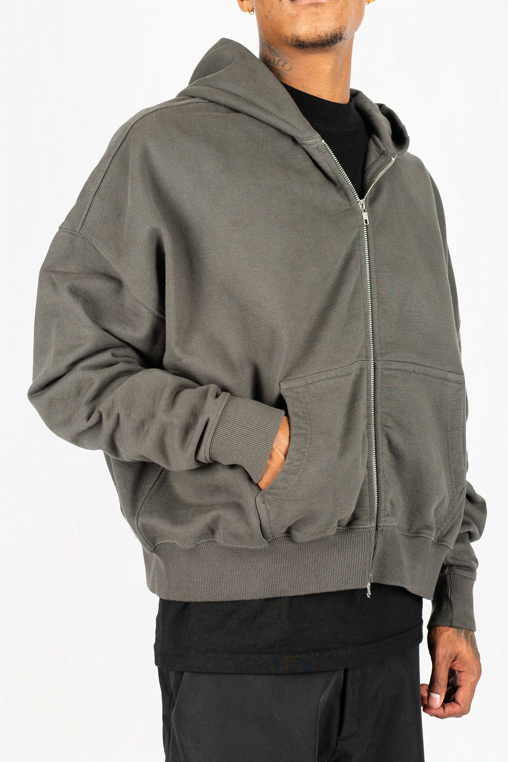 Cropped Double Zip Hoodie