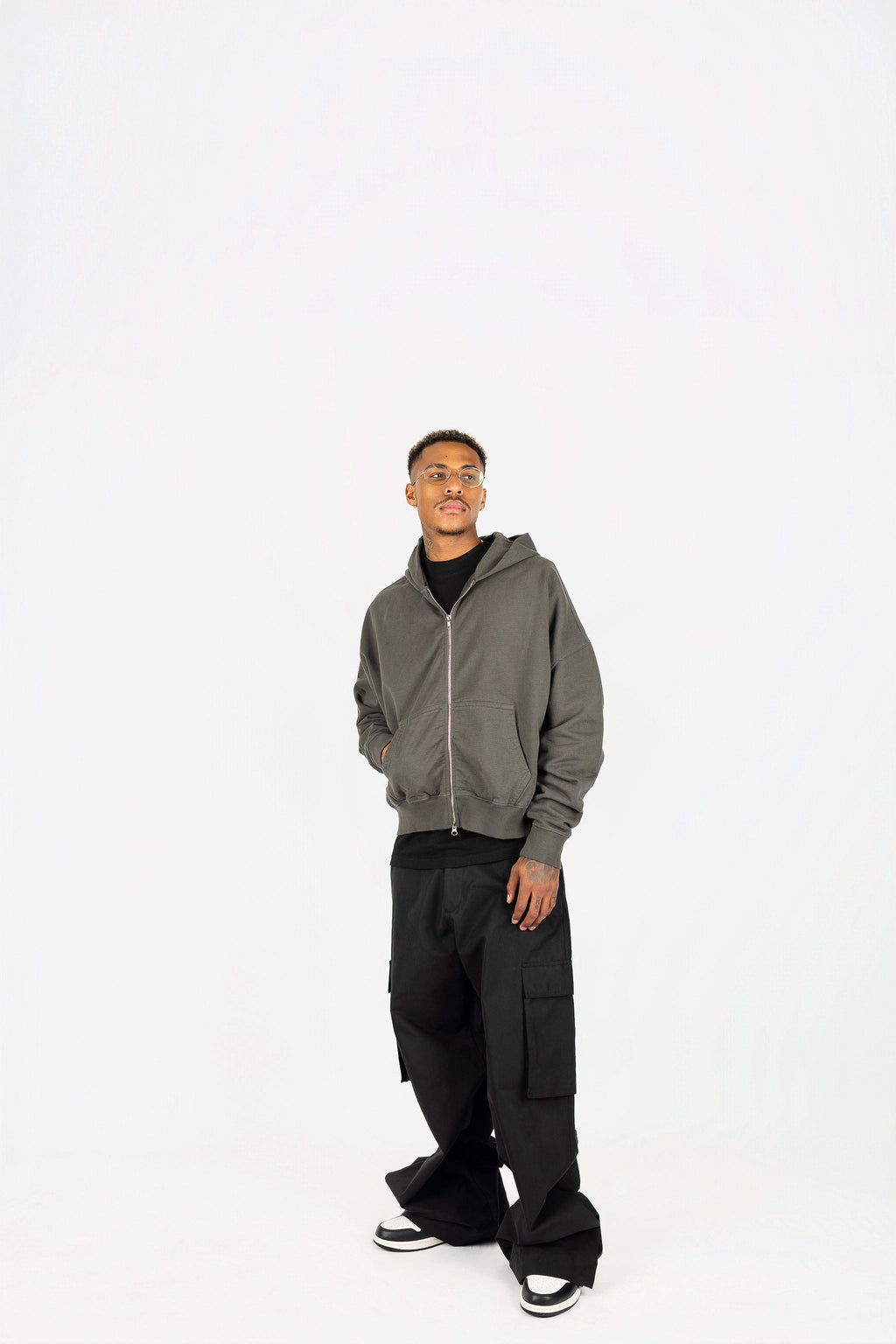 Cropped Double Zip Hoodie