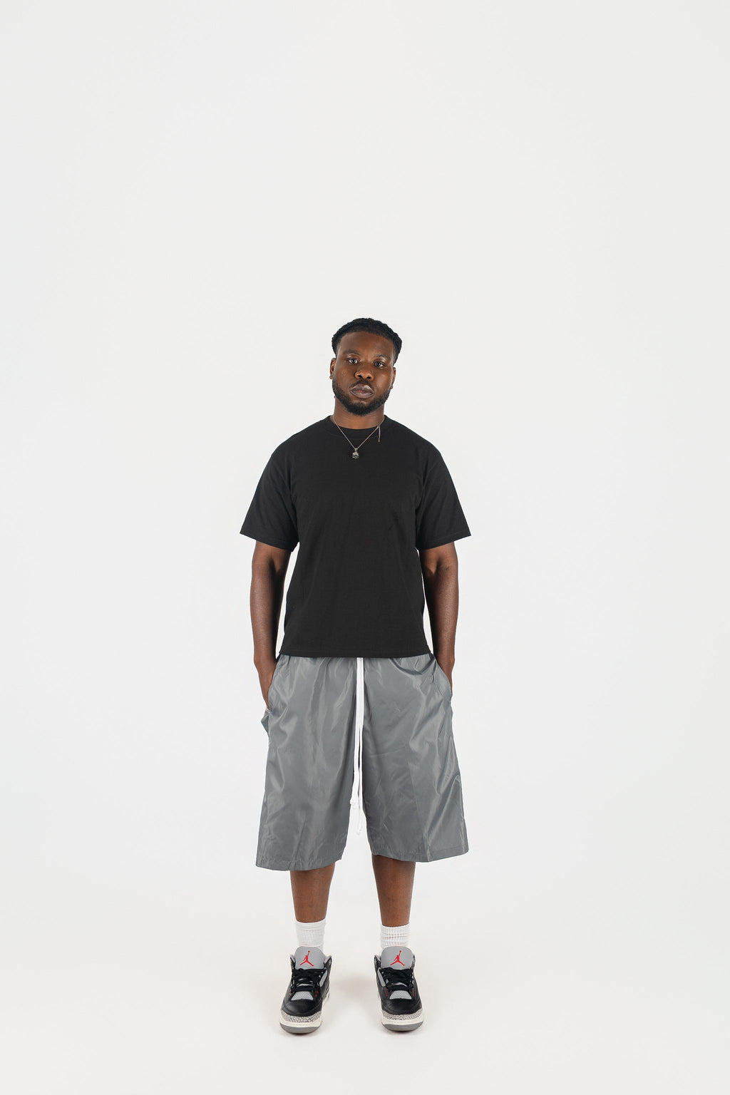 Side Snap Nylon Shorts